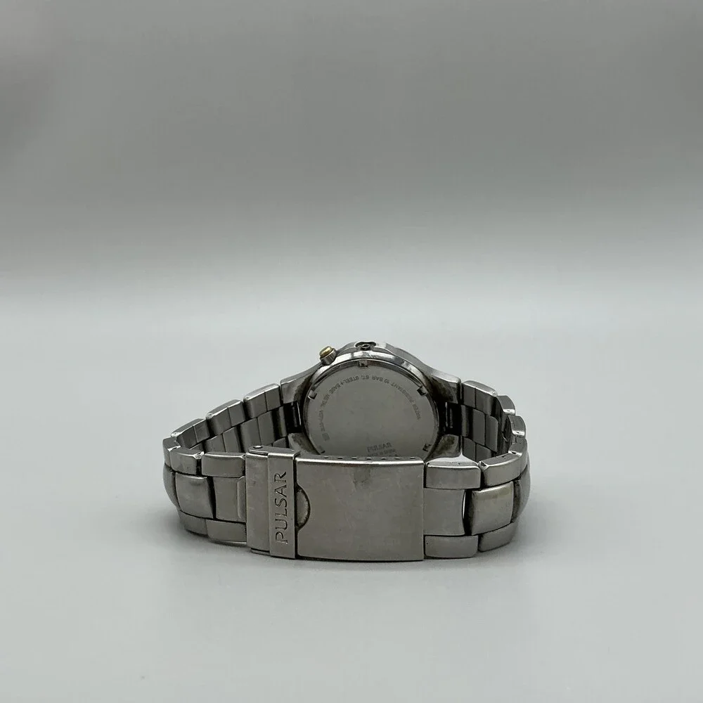 Pulsar V071-0110 Mens Watch 40mm Blue Dial Stainless Alarm Ana-Digi For Parts